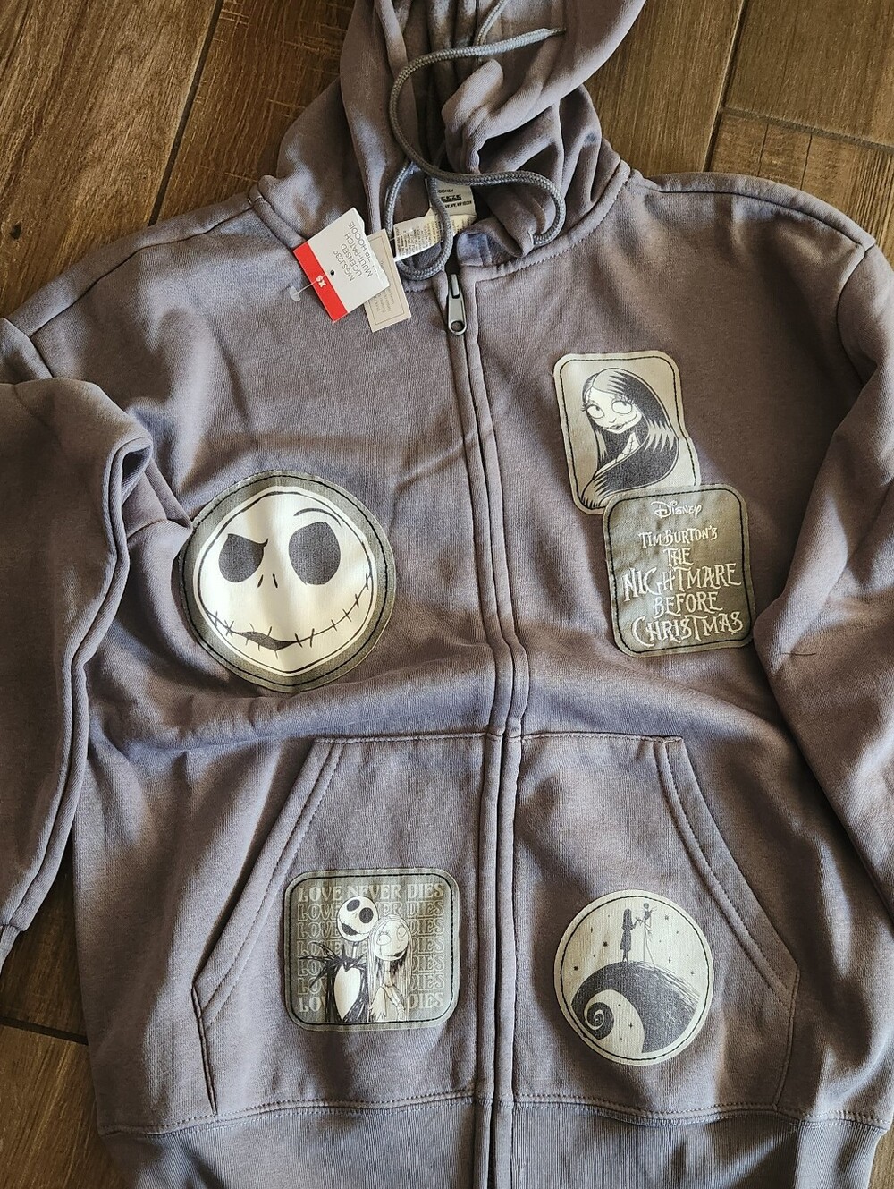 Disney The Nightmare Before Christmas Hoodie - Gray with Black & Cream Patch
